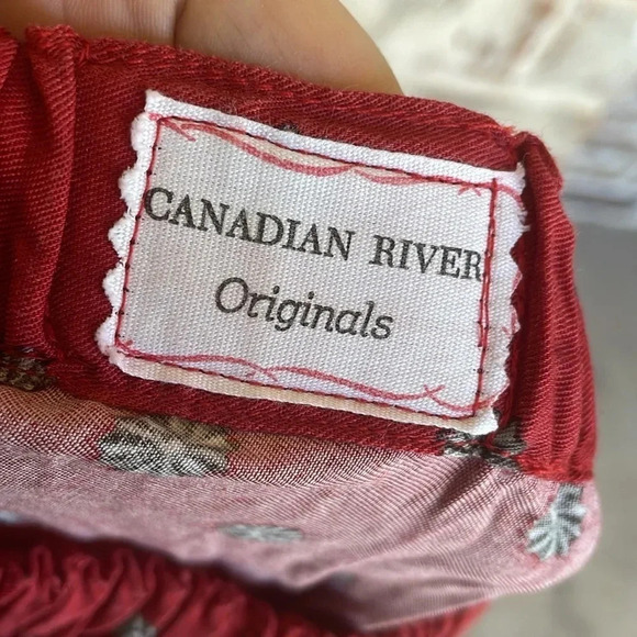 Canadian River Originals Red Vintage Border Gathered Print Maxi Skirt - Picture 6 of 6